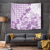 Purple Palaka Hawaiian And Japanese Tapestry Maneki Neko And Sakura Bloom DT05 Purple - Polynesian Pride