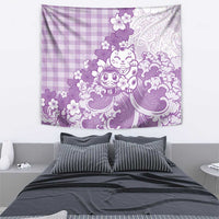 Purple Palaka Hawaiian And Japanese Tapestry Maneki Neko And Sakura Bloom DT05 - Polynesian Pride