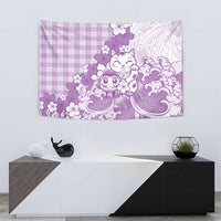 Purple Palaka Hawaiian And Japanese Tapestry Maneki Neko And Sakura Bloom DT05 - Polynesian Pride