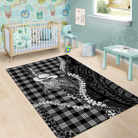 Black Hawaii Palaka Cowboy Turtle Area Rug Hawaiian Paniolo Puakenikeni Maile Lei DT05 - Polynesian Pride