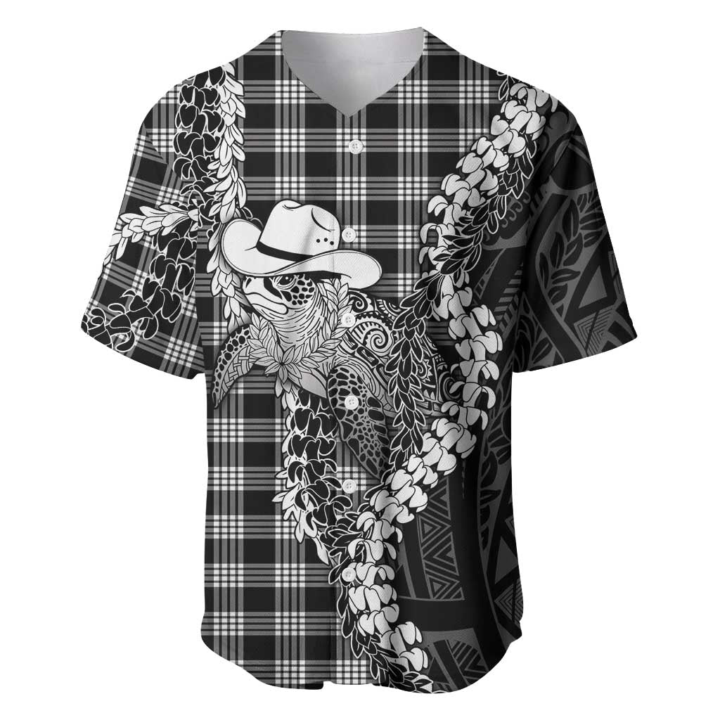 Black Hawaii Palaka Cowboy Turtle Baseball Jersey Hawaiian Paniolo Puakenikeni Maile Lei DT05 Black - Polynesian Pride