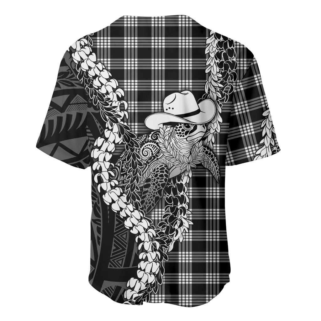 Black Hawaii Palaka Cowboy Turtle Baseball Jersey Hawaiian Paniolo Puakenikeni Maile Lei DT05 - Polynesian Pride