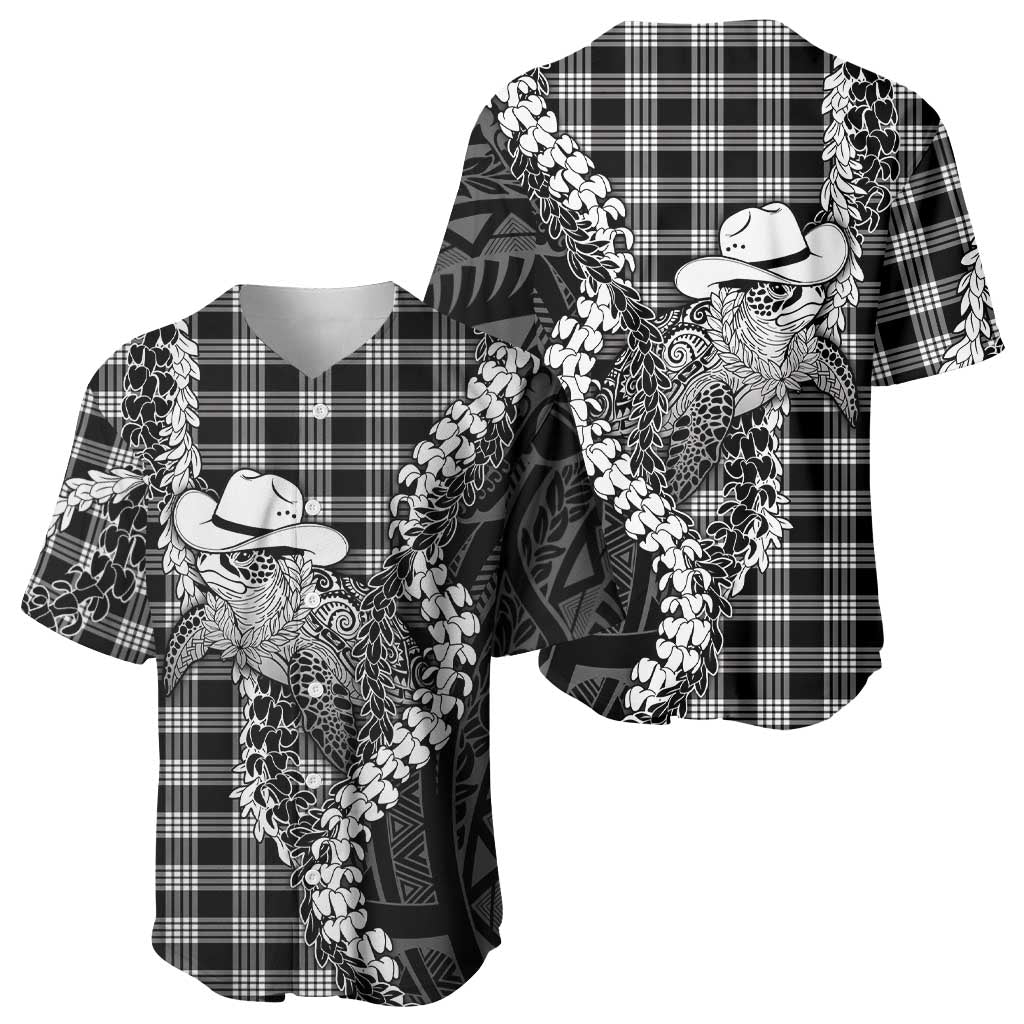 Black Hawaii Palaka Cowboy Turtle Baseball Jersey Hawaiian Paniolo Puakenikeni Maile Lei DT05 - Polynesian Pride
