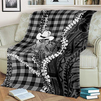Black Hawaii Palaka Cowboy Turtle Blanket Hawaiian Paniolo Puakenikeni Maile Lei