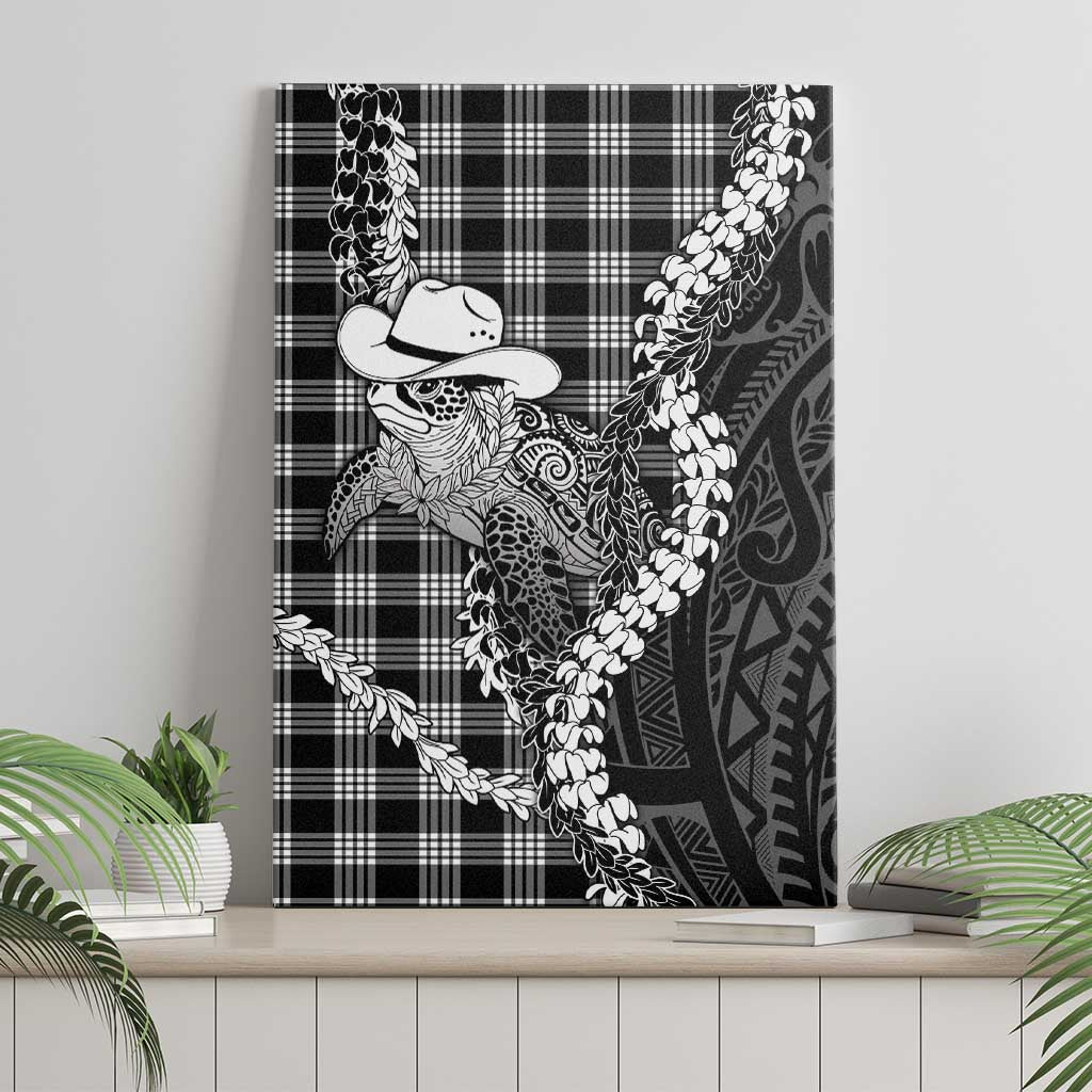 Black Hawaii Palaka Cowboy Turtle Canvas Wall Art Hawaiian Paniolo Puakenikeni Maile Lei DT05 - Polynesian Pride