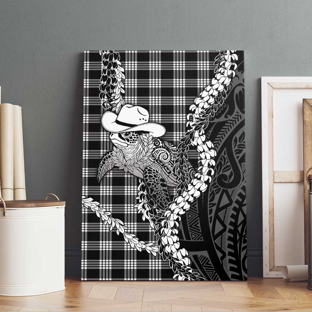 Black Hawaii Palaka Cowboy Turtle Canvas Wall Art Hawaiian Paniolo Puakenikeni Maile Lei DT05 - Polynesian Pride