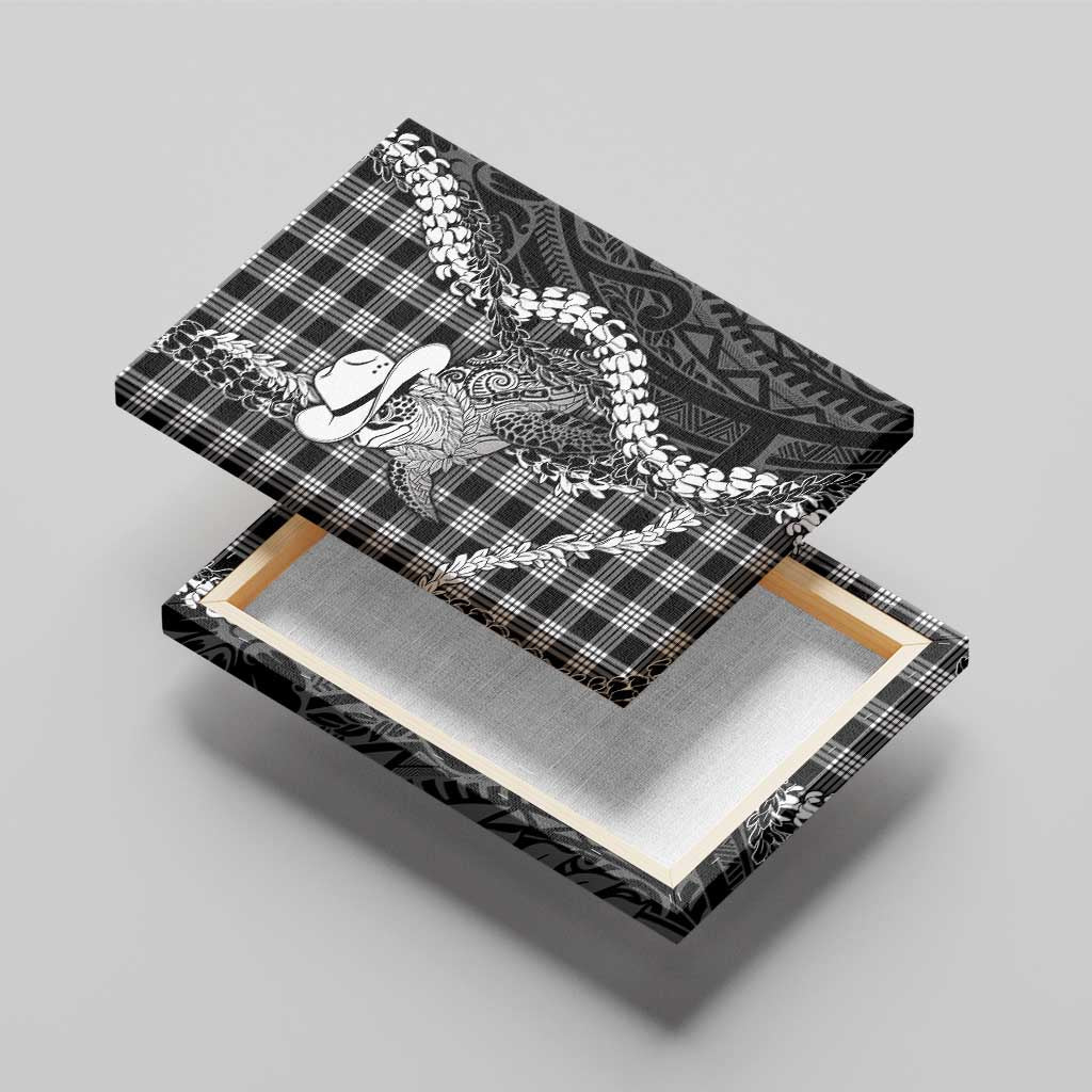 Black Hawaii Palaka Cowboy Turtle Canvas Wall Art Hawaiian Paniolo Puakenikeni Maile Lei DT05 - Polynesian Pride