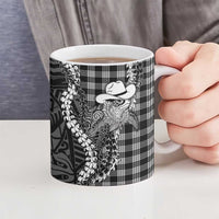 Black Hawaii Palaka Cowboy Turtle Ceramic Mug Hawaiian Paniolo Puakenikeni Maile Lei