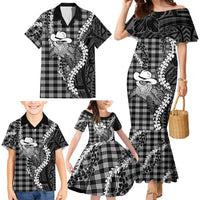 Black Hawaii Palaka Cowboy Turtle Family Matching Mermaid Dress and Hawaiian Shirt Hawaiian Paniolo Puakenikeni Maile Lei DT05 - Polynesian Pride
