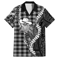 Black Hawaii Palaka Cowboy Turtle Family Matching Summer Maxi Dress and Hawaiian Shirt Hawaiian Paniolo Puakenikeni Maile Lei DT05 Dad's Shirt - Short Sleeve Black - Polynesian Pride