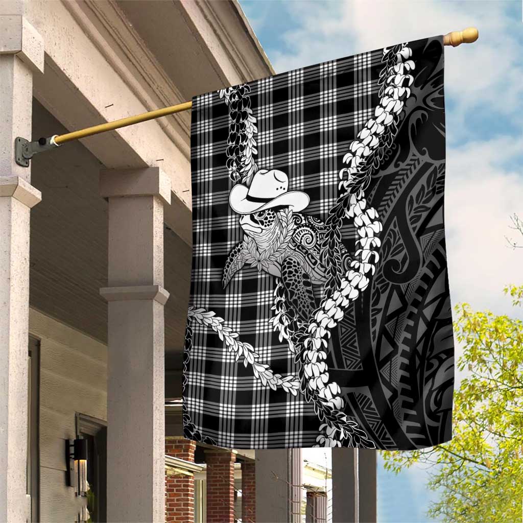 Black Hawaii Palaka Cowboy Turtle Garden Flag Hawaiian Paniolo Puakenikeni Maile Lei DT05 House Flag Black - Polynesian Pride