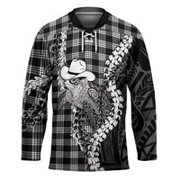 Black Hawaii Palaka Cowboy Turtle Hockey Jersey Hawaiian Paniolo Puakenikeni Maile Lei DT05 Unisex Black - Polynesian Pride