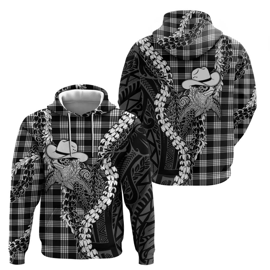 Black Hawaii Palaka Cowboy Turtle Hoodie Hawaiian Paniolo Puakenikeni Maile Lei DT05 - Polynesian Pride