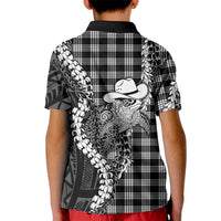 Black Hawaii Palaka Cowboy Turtle Kid Polo Shirt Hawaiian Paniolo Puakenikeni Maile Lei