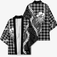 Black Hawaii Palaka Cowboy Turtle Kimono Hawaiian Paniolo Puakenikeni Maile Lei DT05 - Polynesian Pride