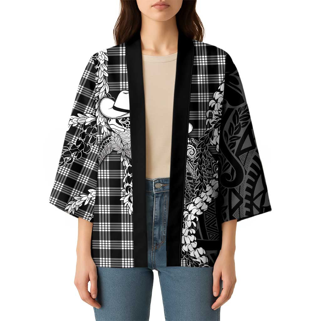 Black Hawaii Palaka Cowboy Turtle Kimono Hawaiian Paniolo Puakenikeni Maile Lei DT05 - Polynesian Pride