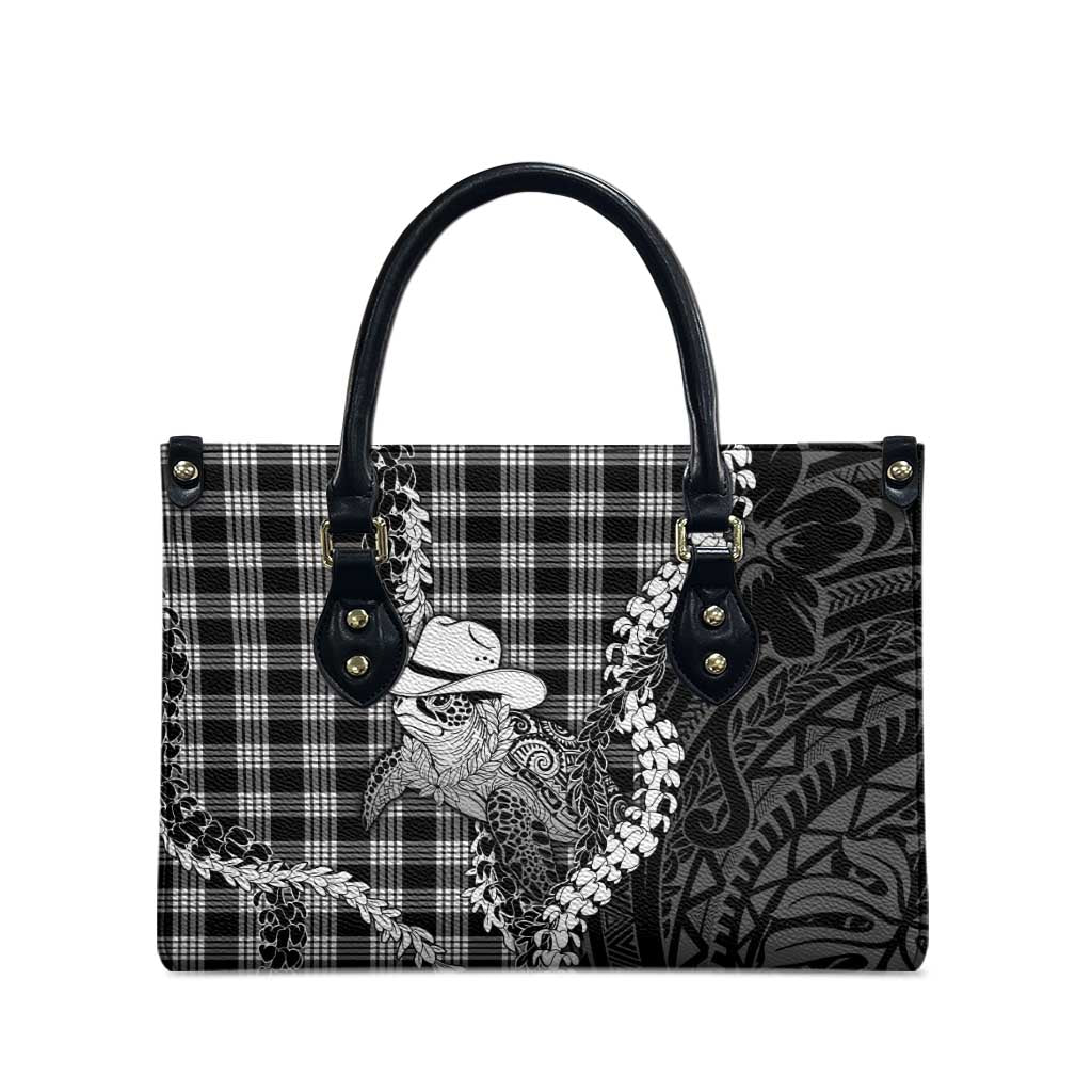 Black Hawaii Palaka Cowboy Turtle Leather Bag Hawaiian Paniolo Puakenikeni Maile Lei DT05 - Polynesian Pride