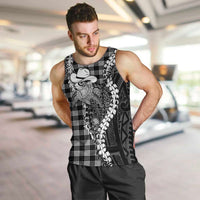 Black Hawaii Palaka Cowboy Turtle Men Tank Top Hawaiian Paniolo Puakenikeni Maile Lei DT05 Black - Polynesian Pride