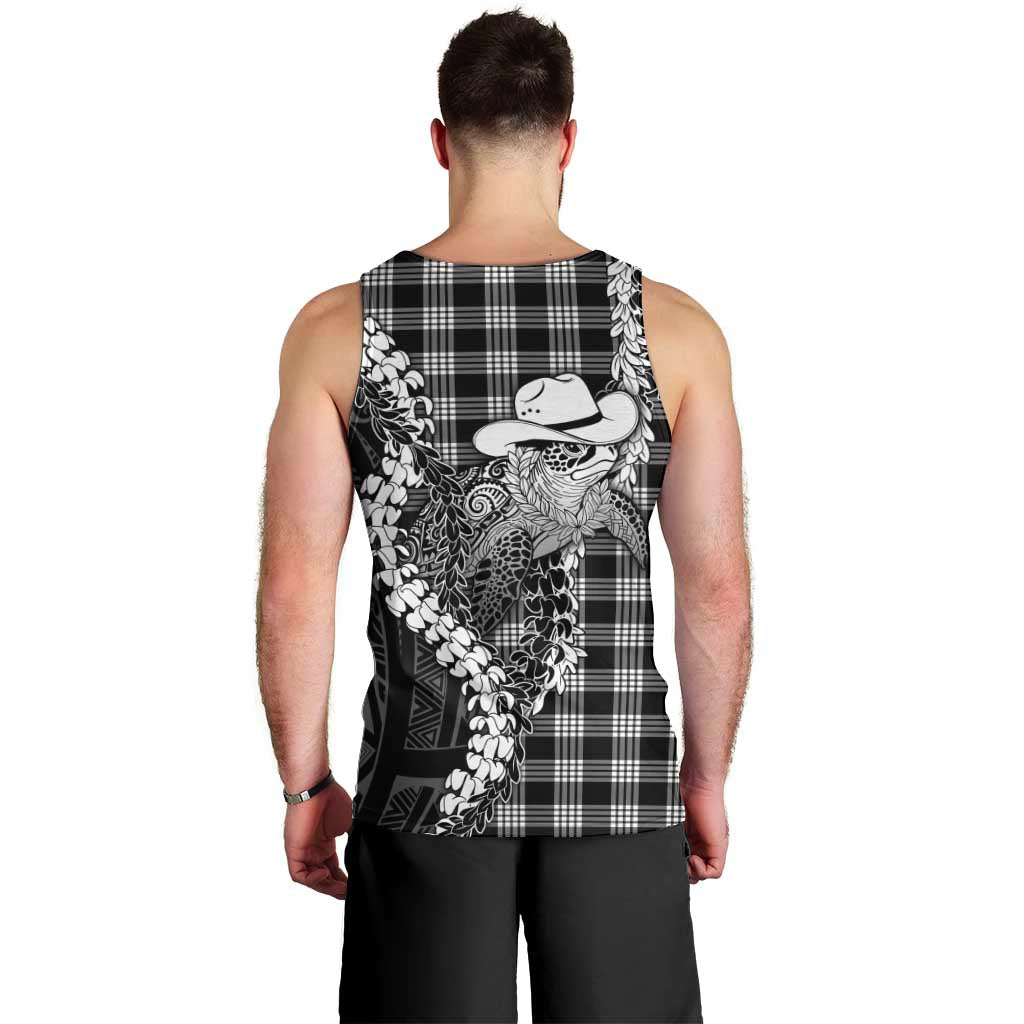 Black Hawaii Palaka Cowboy Turtle Men Tank Top Hawaiian Paniolo Puakenikeni Maile Lei DT05 - Polynesian Pride