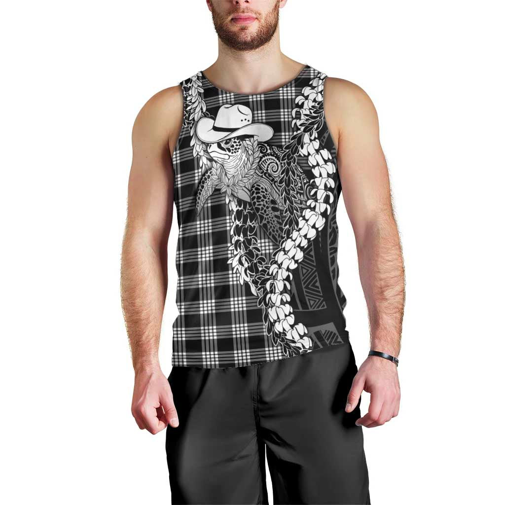 Black Hawaii Palaka Cowboy Turtle Men Tank Top Hawaiian Paniolo Puakenikeni Maile Lei DT05 - Polynesian Pride