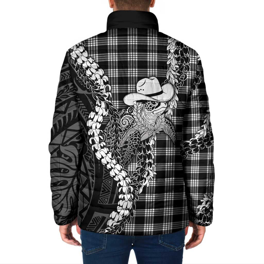 Black Hawaii Palaka Cowboy Turtle Padded Jacket Hawaiian Paniolo Puakenikeni Maile Lei