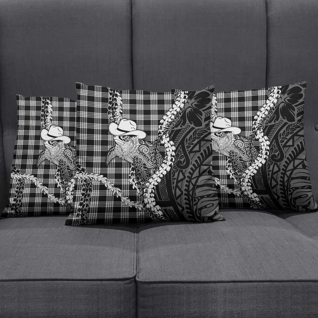 Black Hawaii Palaka Cowboy Turtle Pillow Cover Hawaiian Paniolo Puakenikeni Maile Lei DT05 - Polynesian Pride