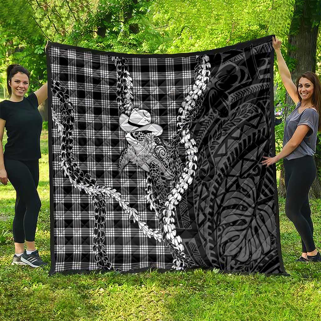 Black Hawaii Palaka Cowboy Turtle Quilt Hawaiian Paniolo Puakenikeni Maile Lei DT05 - Polynesian Pride