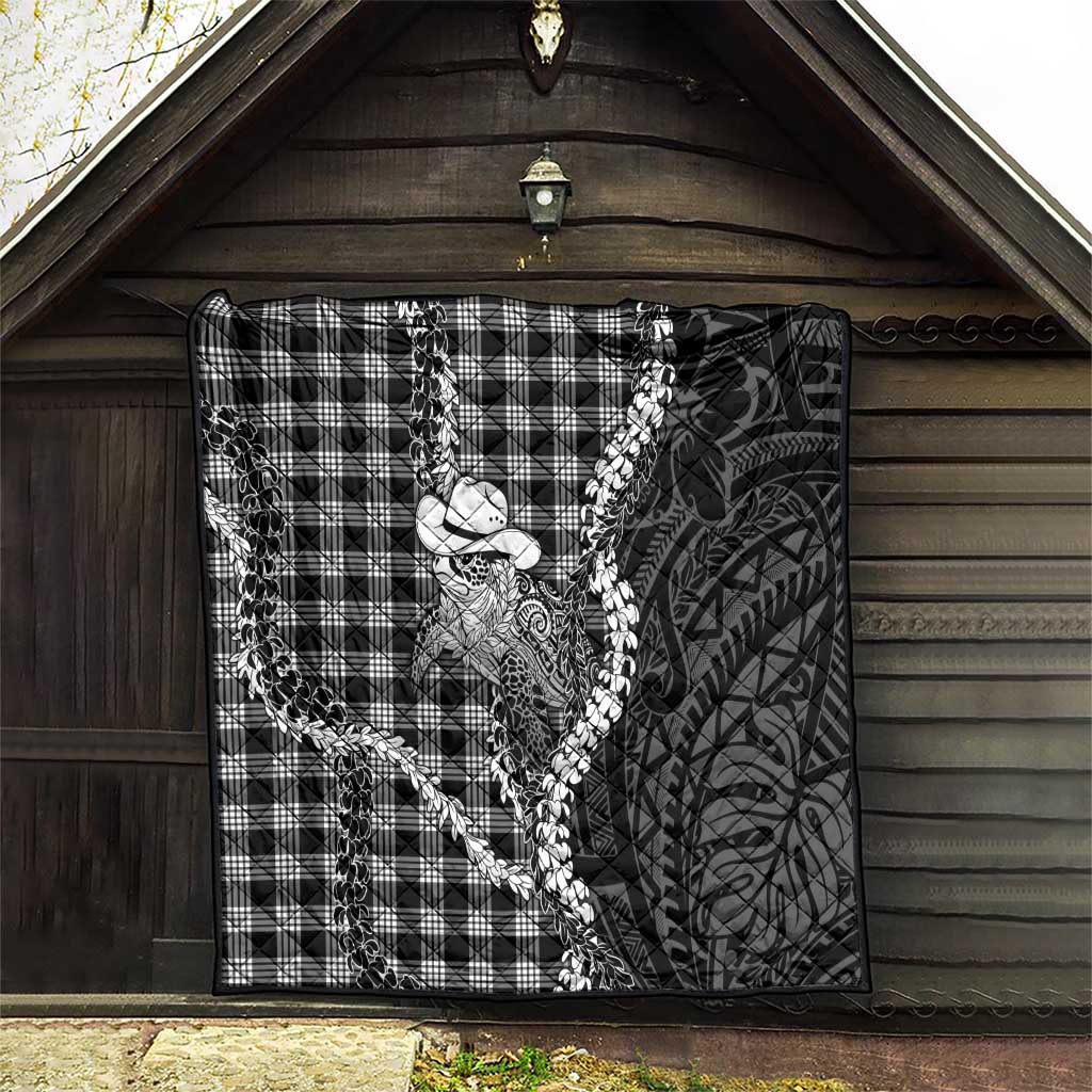 Black Hawaii Palaka Cowboy Turtle Quilt Hawaiian Paniolo Puakenikeni Maile Lei DT05 - Polynesian Pride