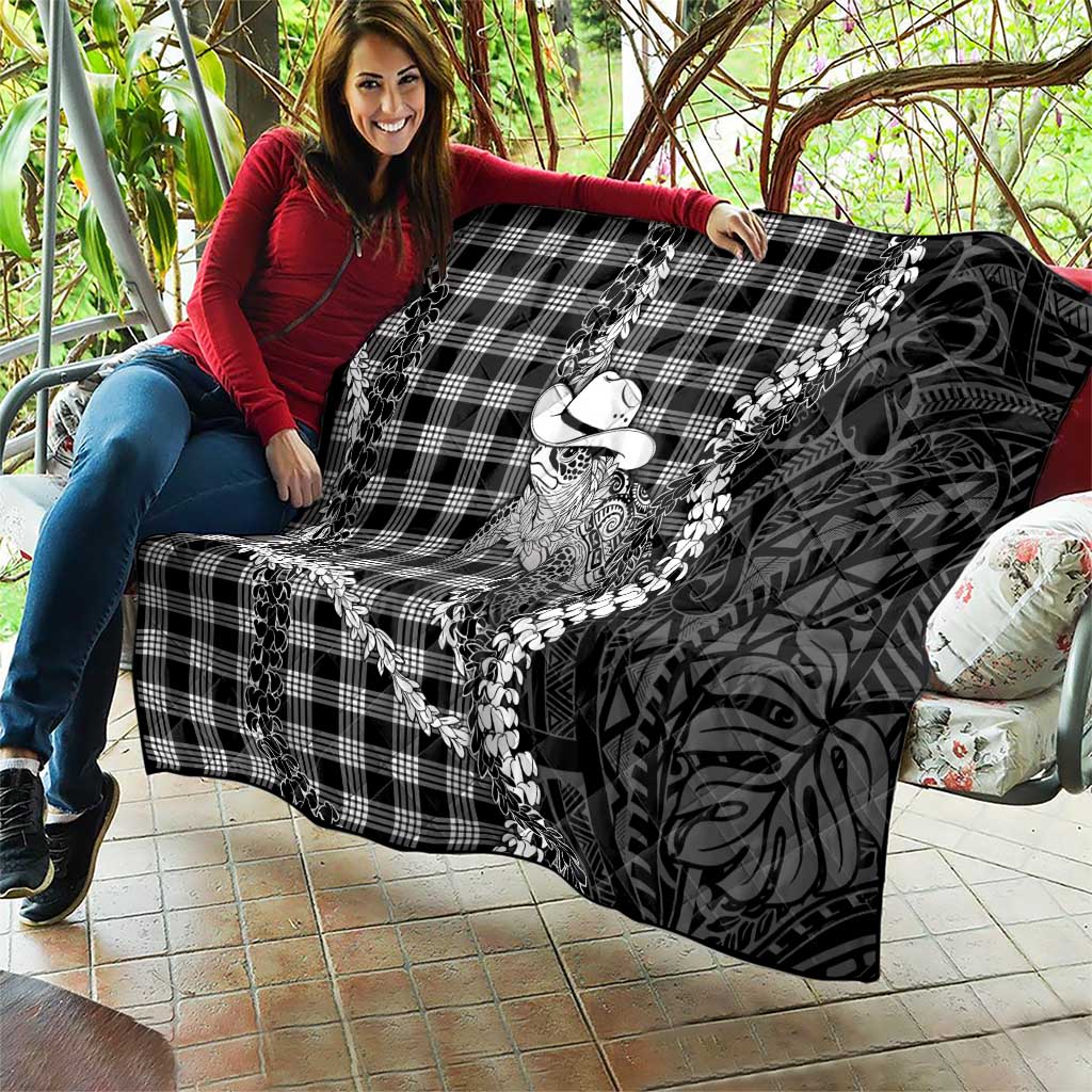 Black Hawaii Palaka Cowboy Turtle Quilt Hawaiian Paniolo Puakenikeni Maile Lei DT05 - Polynesian Pride
