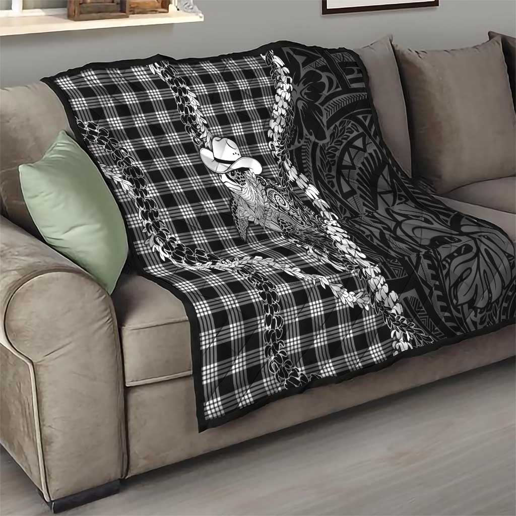 Black Hawaii Palaka Cowboy Turtle Quilt Hawaiian Paniolo Puakenikeni Maile Lei DT05 - Polynesian Pride