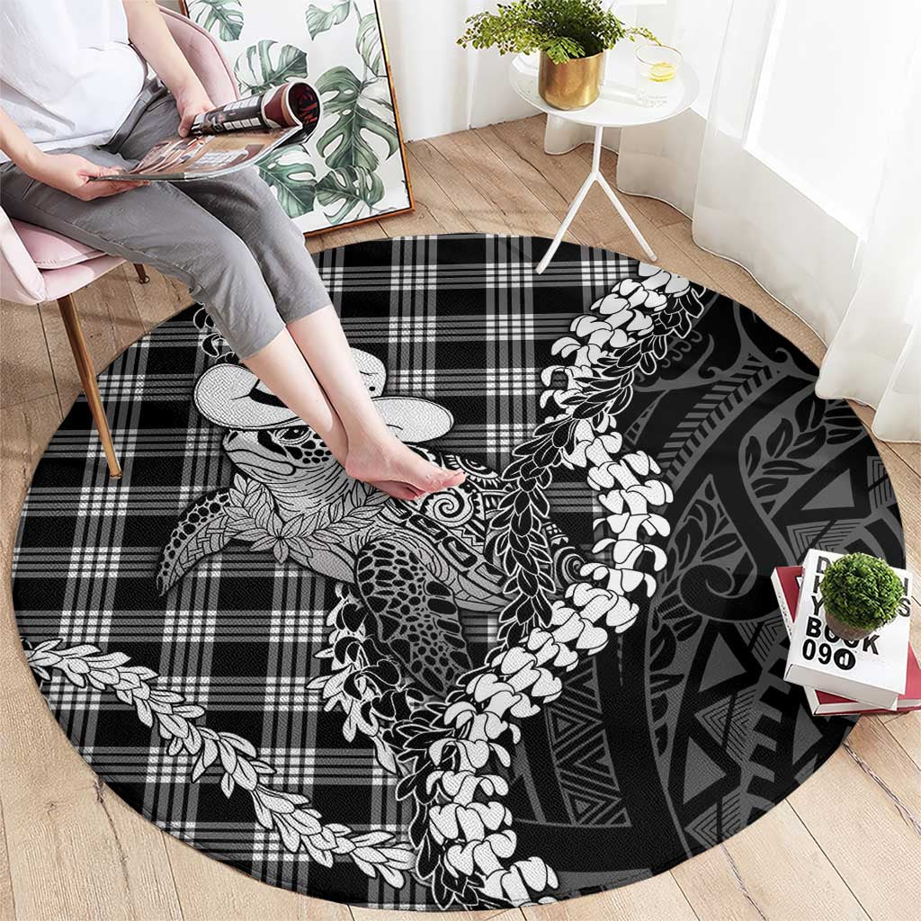 Black Hawaii Palaka Cowboy Turtle Round Carpet Hawaiian Paniolo Puakenikeni Maile Lei DT05 - Polynesian Pride