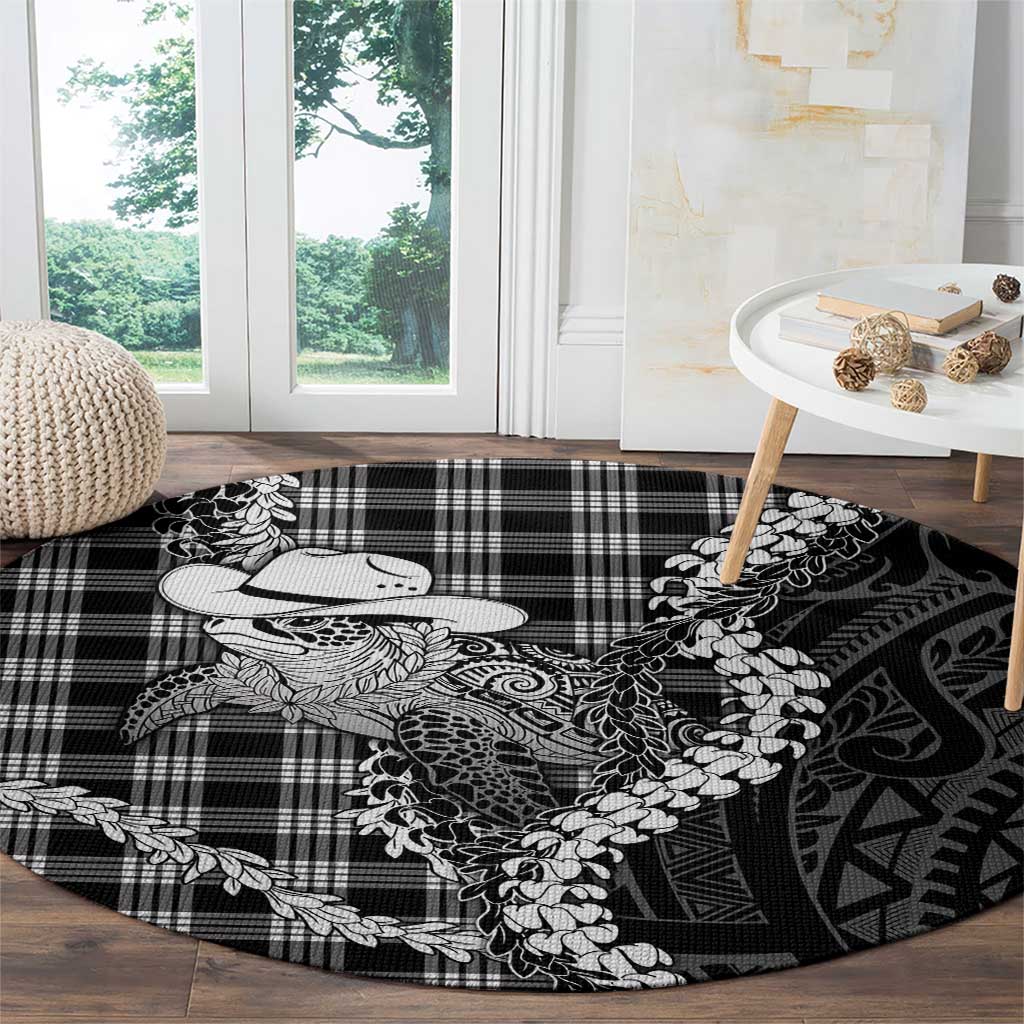 Black Hawaii Palaka Cowboy Turtle Round Carpet Hawaiian Paniolo Puakenikeni Maile Lei DT05 - Polynesian Pride
