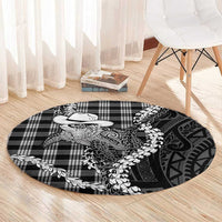 Black Hawaii Palaka Cowboy Turtle Round Carpet Hawaiian Paniolo Puakenikeni Maile Lei DT05 - Polynesian Pride