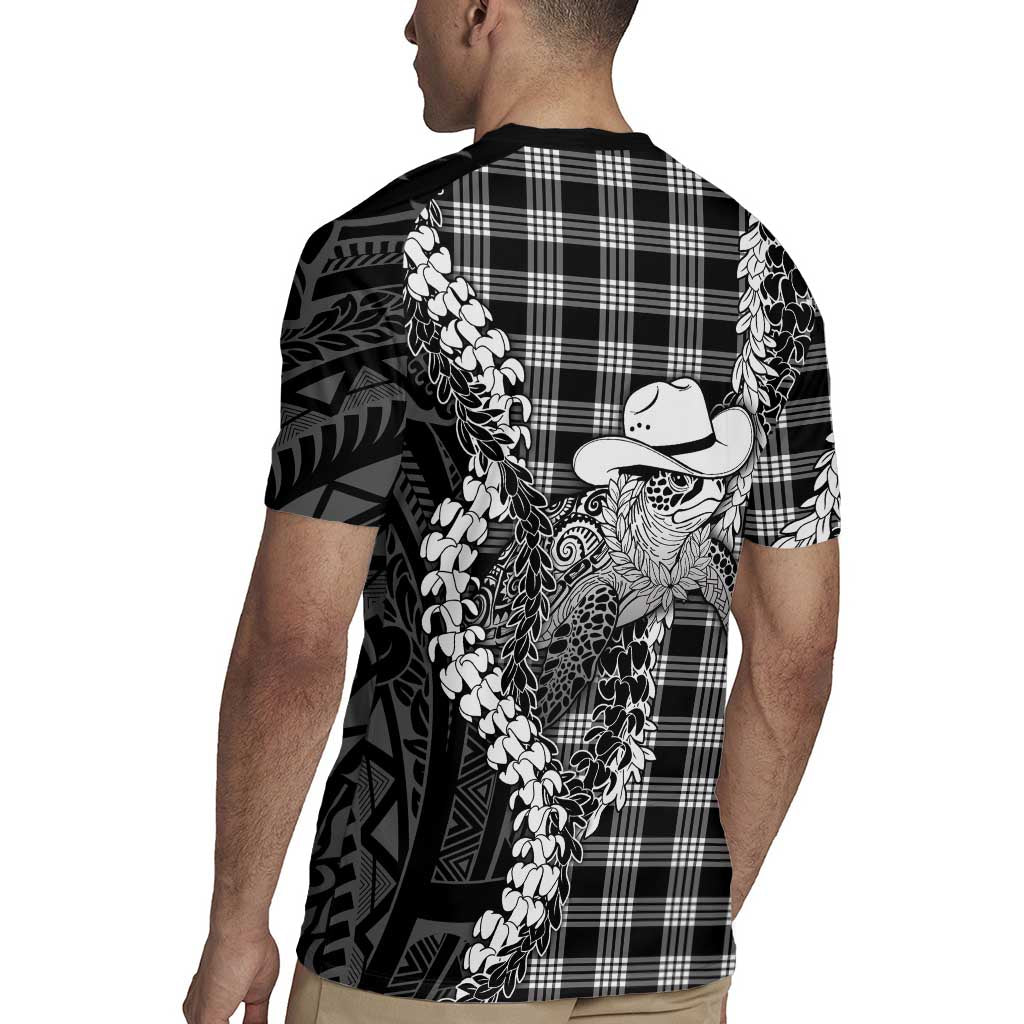 Black Hawaii Palaka Cowboy Turtle Rugby Jersey Hawaiian Paniolo Puakenikeni Maile Lei