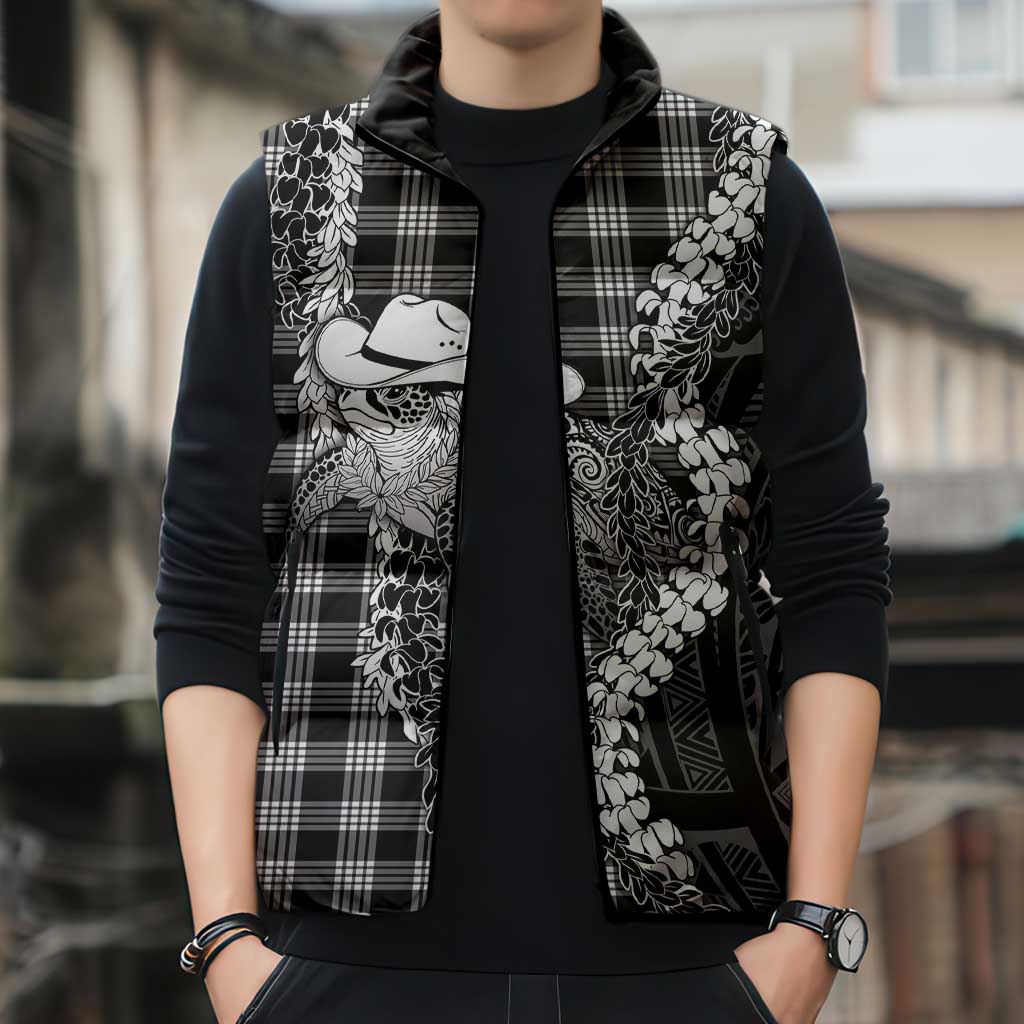 Black Hawaii Palaka Cowboy Turtle Sleeveless Puffer Jacket Hawaiian Paniolo Puakenikeni Maile Lei DT05 - Polynesian Pride