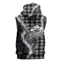Black Hawaii Palaka Cowboy Turtle Sleeveless Zip Hoodie Hawaiian Paniolo Puakenikeni Maile Lei DT05 - Polynesian Pride