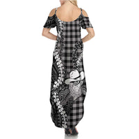 Black Hawaii Palaka Cowboy Turtle Summer Maxi Dress Hawaiian Paniolo Puakenikeni Maile Lei DT05 - Polynesian Pride