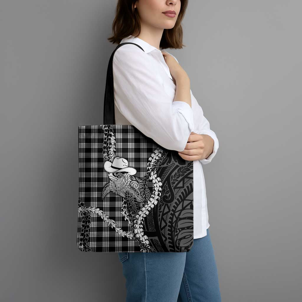 Black Hawaii Palaka Cowboy Turtle Tote Bag Hawaiian Paniolo Puakenikeni Maile Lei DT05 - Polynesian Pride