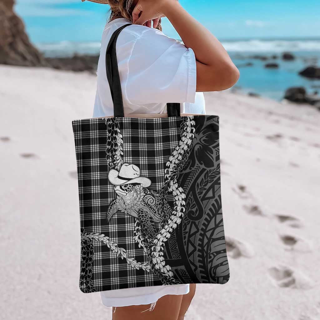 Black Hawaii Palaka Cowboy Turtle Tote Bag Hawaiian Paniolo Puakenikeni Maile Lei DT05 - Polynesian Pride