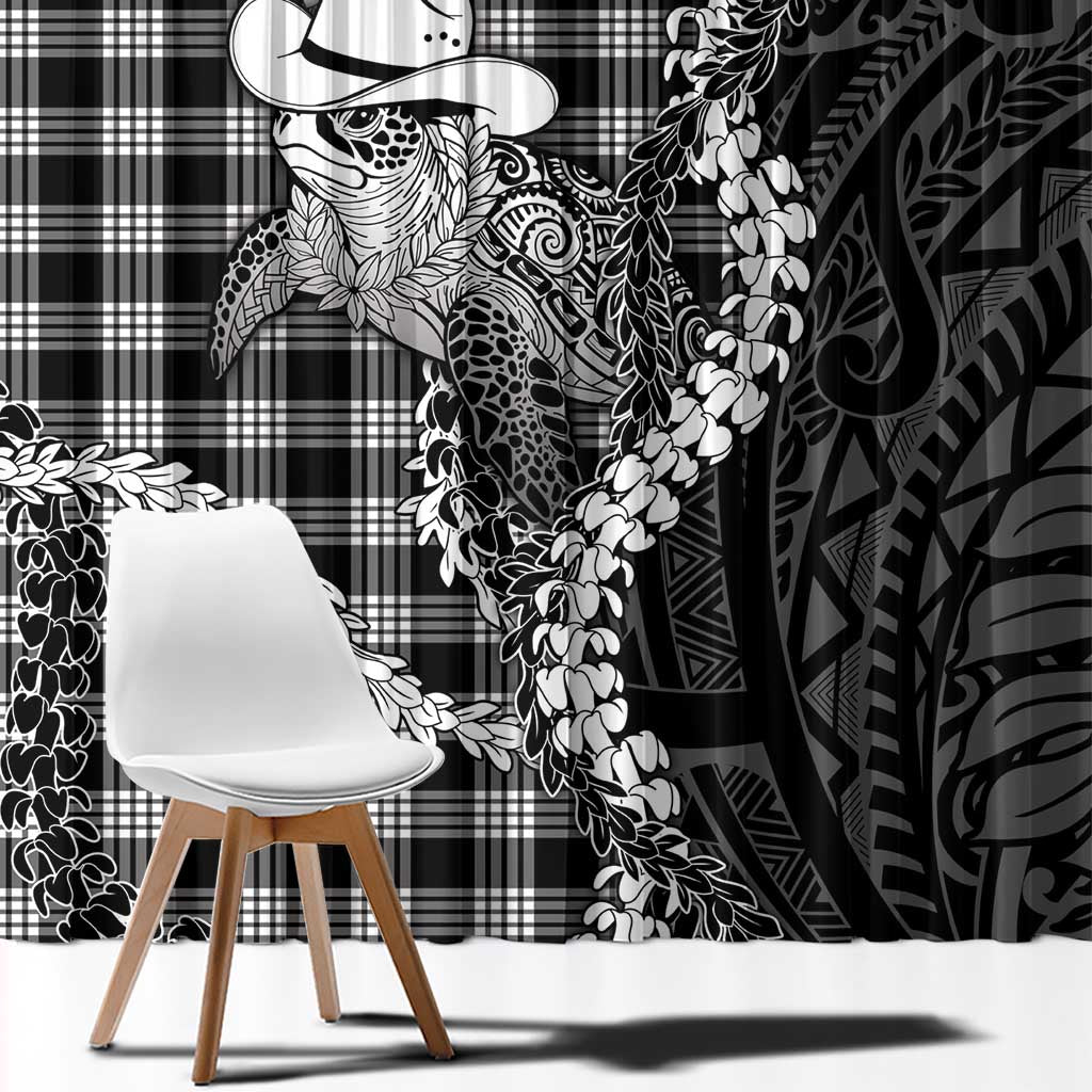 Black Hawaii Palaka Cowboy Turtle Window Curtain Hawaiian Paniolo Puakenikeni Maile Lei DT05 - Polynesian Pride