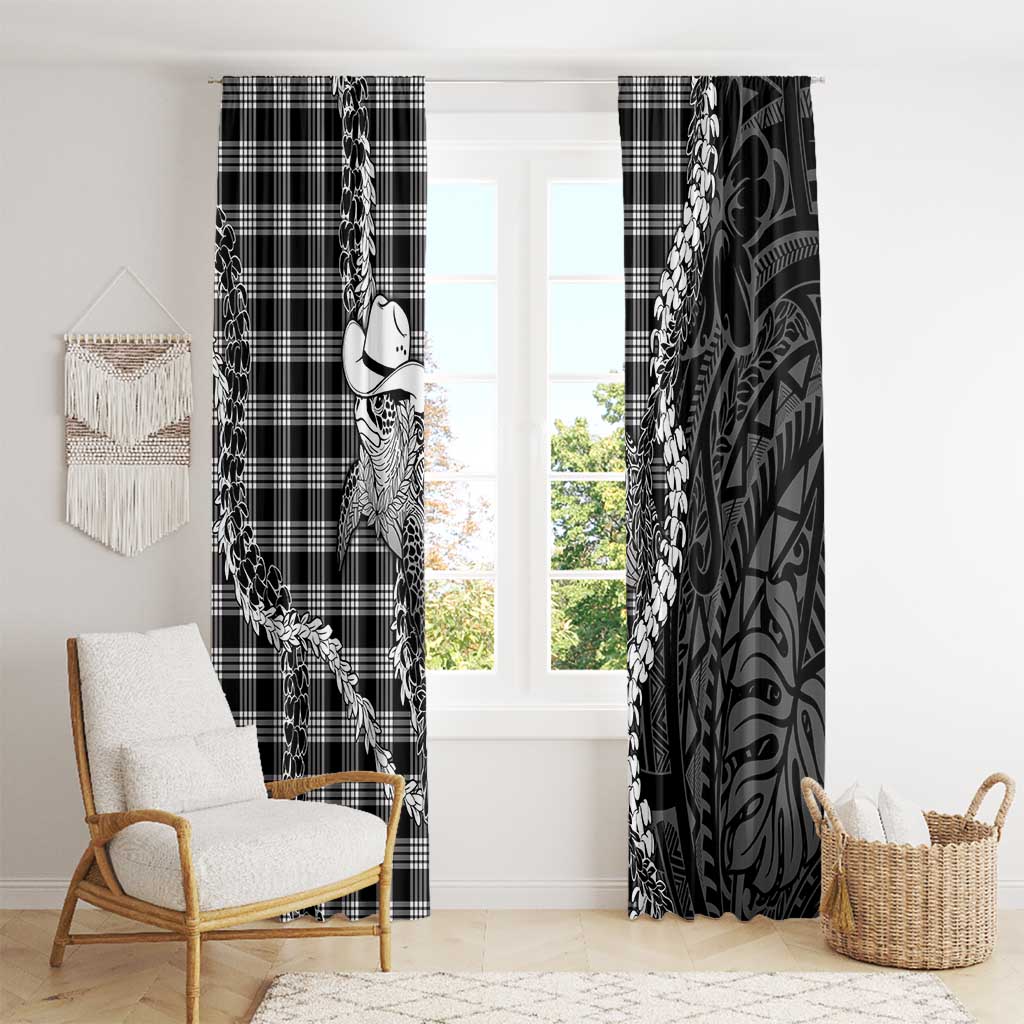 Black Hawaii Palaka Cowboy Turtle Window Curtain Hawaiian Paniolo Puakenikeni Maile Lei DT05 - Polynesian Pride