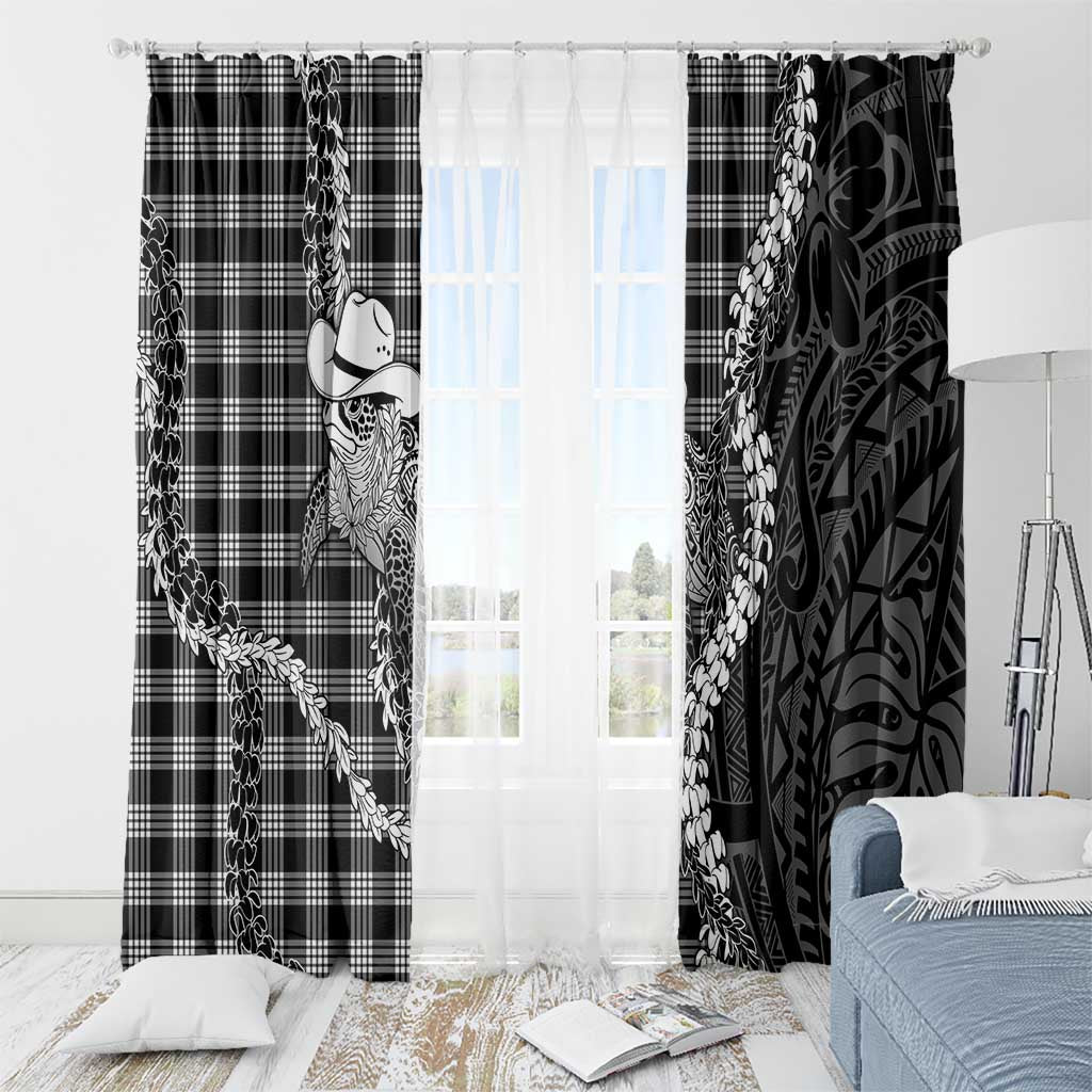 Black Hawaii Palaka Cowboy Turtle Window Curtain Hawaiian Paniolo Puakenikeni Maile Lei DT05 - Polynesian Pride