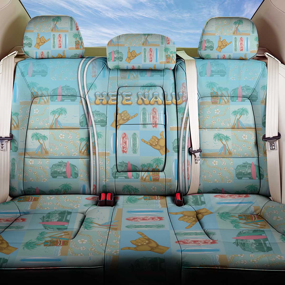 Hawaii Surfing Back Car Seat Cover He'e Nalu DT05 One Size Blue - Polynesian Pride