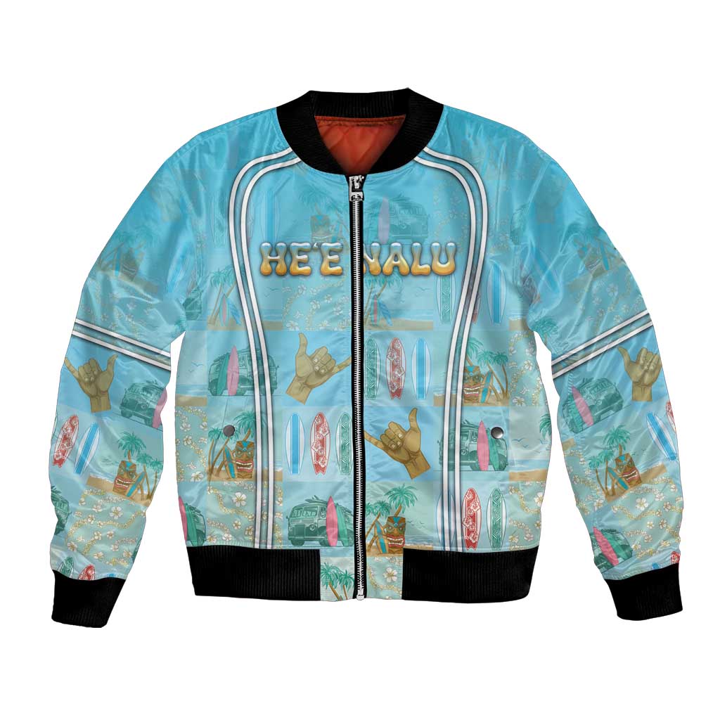 Custom Hawaii Surfing Bomber Jacket He'e Nalu DT05 Unisex Blue - Polynesian Pride
