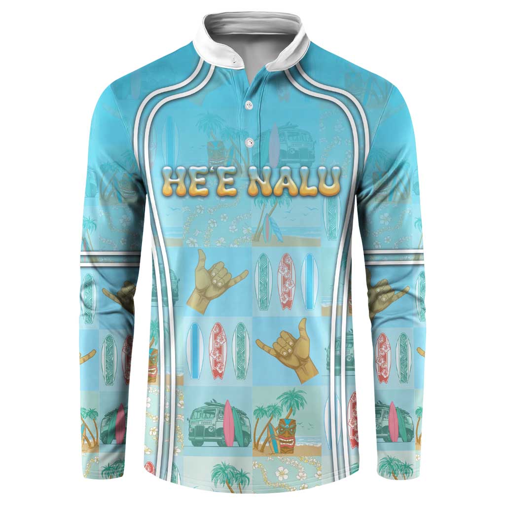 Custom Hawaii Surfing Button Sweatshirt He'e Nalu DT05 Blue - Polynesian Pride
