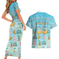 Custom Hawaii Surfing Couples Matching Short Sleeve Bodycon Dress and Hawaiian Shirt He'e Nalu DT05 - Polynesian Pride