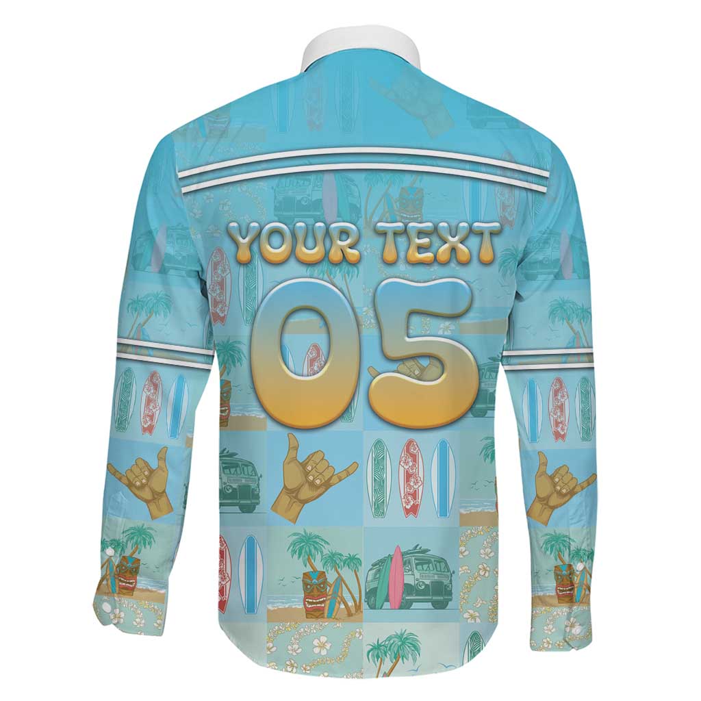 Custom Hawaii Surfing Family Matching Off The Shoulder Long Sleeve Dress and Hawaiian Shirt He'e Nalu
