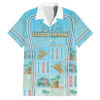 Custom Hawaii Surfing Family Matching Off Shoulder Short Dress and Hawaiian Shirt He'e Nalu DT05 Dad's Shirt - Short Sleeve Blue - Polynesian Pride
