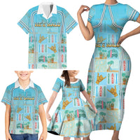 Custom Hawaii Surfing Family Matching Short Sleeve Bodycon Dress and Hawaiian Shirt He'e Nalu