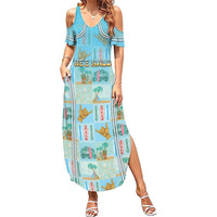 Custom Hawaii Surfing Family Matching Summer Maxi Dress and Hawaiian Shirt He'e Nalu DT05 Mom's Dress Blue - Polynesian Pride